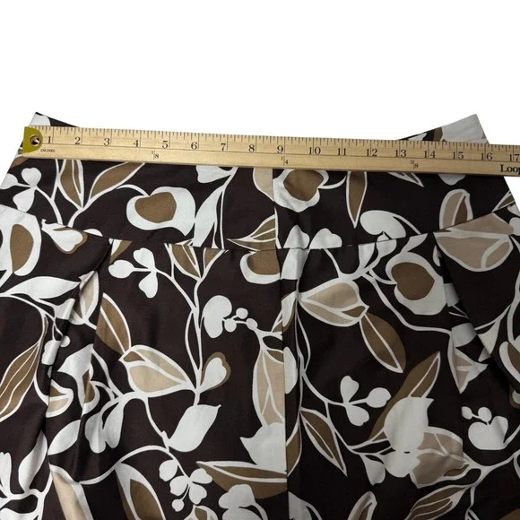 Vintage 2000s Brown Floral A-Line Top Skirt Set Retro Office Cottagecore 12P - Picture 13 of 16